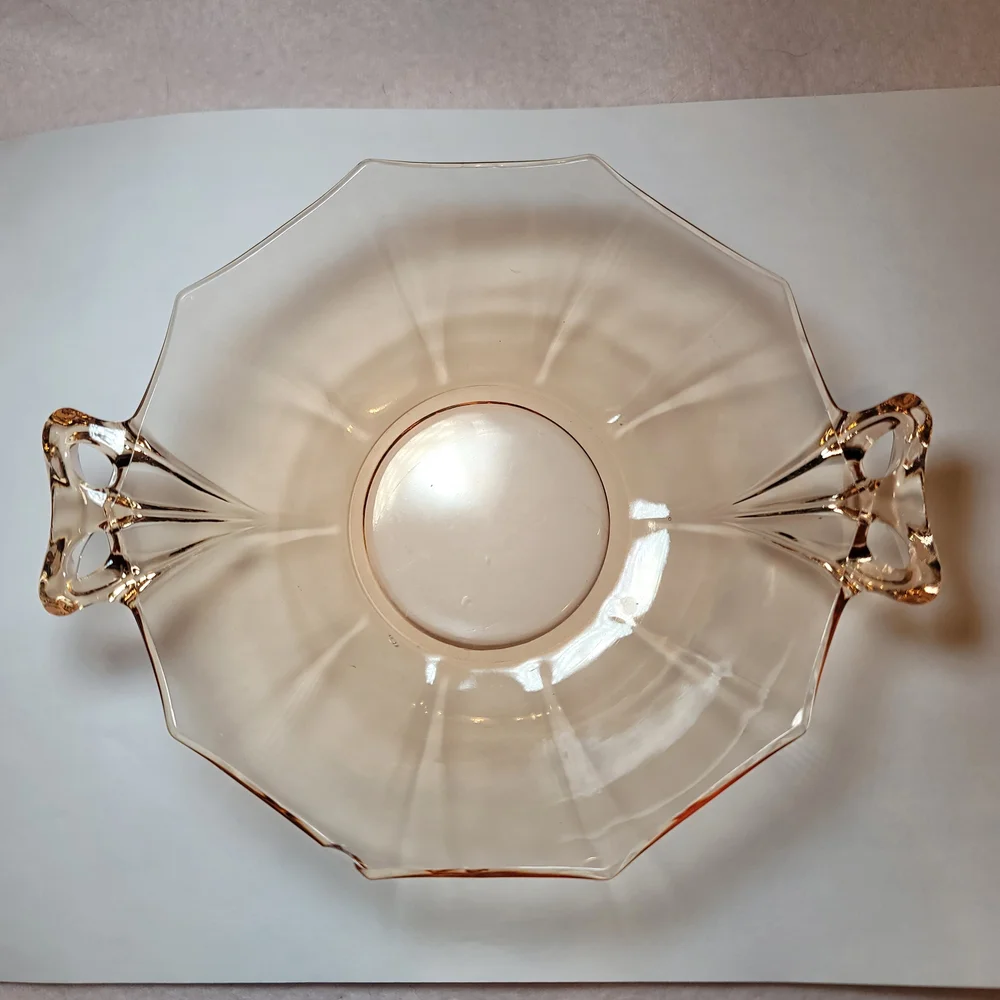 0824. Elegant 💜Amber Depression Glass w/ Handles ~ Serving Dish 💖Nice ~ 1 chip